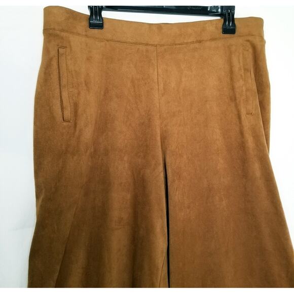 Chico's Women's Faux Suede Cropped Pants-Autumn Brown- Size See Measurements - Picture 2 of 6